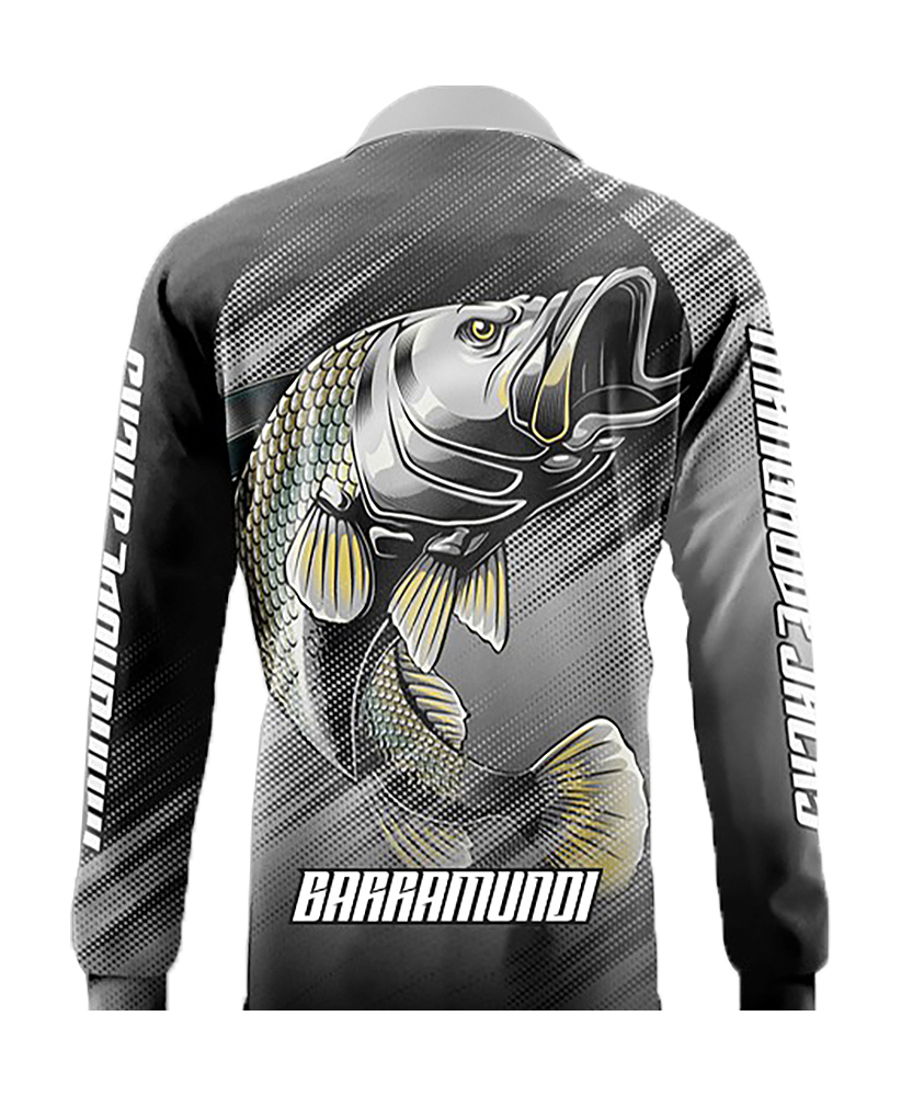 Fishing Shirt Barramundi Grey Available In Various Sizes - Mangrove Jacks