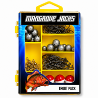 Mangrove Jacks Trout Fishing Pack | Hooks, Swivels, Floats, and Sinkers in Tackle Box