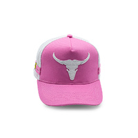 Rockos Outback Caps - Longhorn Bull Pink Trucker Cap