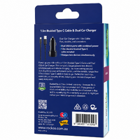1.5m Braided Type C Cable & Dual Car Charger - Smartcell