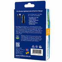 1.5m Braided Lightning Cable & Dual Car Charger - Smartcell 