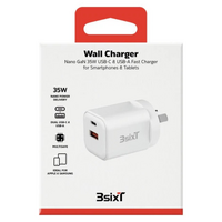 Wall Charger GaN 35W USB-C PD + QC27W USB-A - 3SIXT