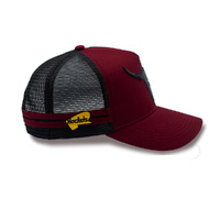 Rocko's Outback Caps - Longhorn Bull Maroon Trucker Cap