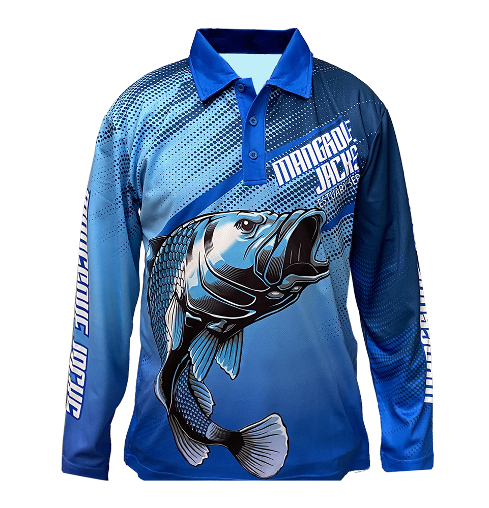 Fishing Shirt Barramundi Blue Available In Various Sizes - Mangrove Jacks
