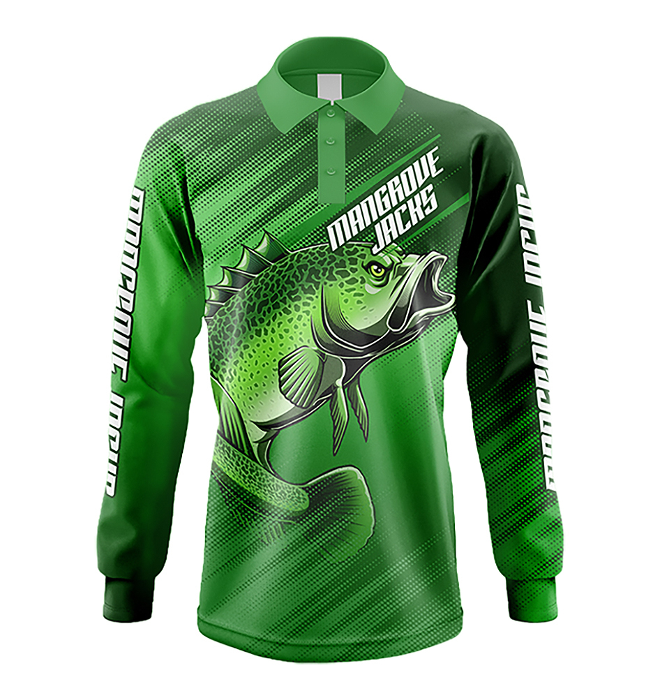Fishing Shirt Murray Cod Green - Available in a variety of Sizes - Mangrove  Jacks