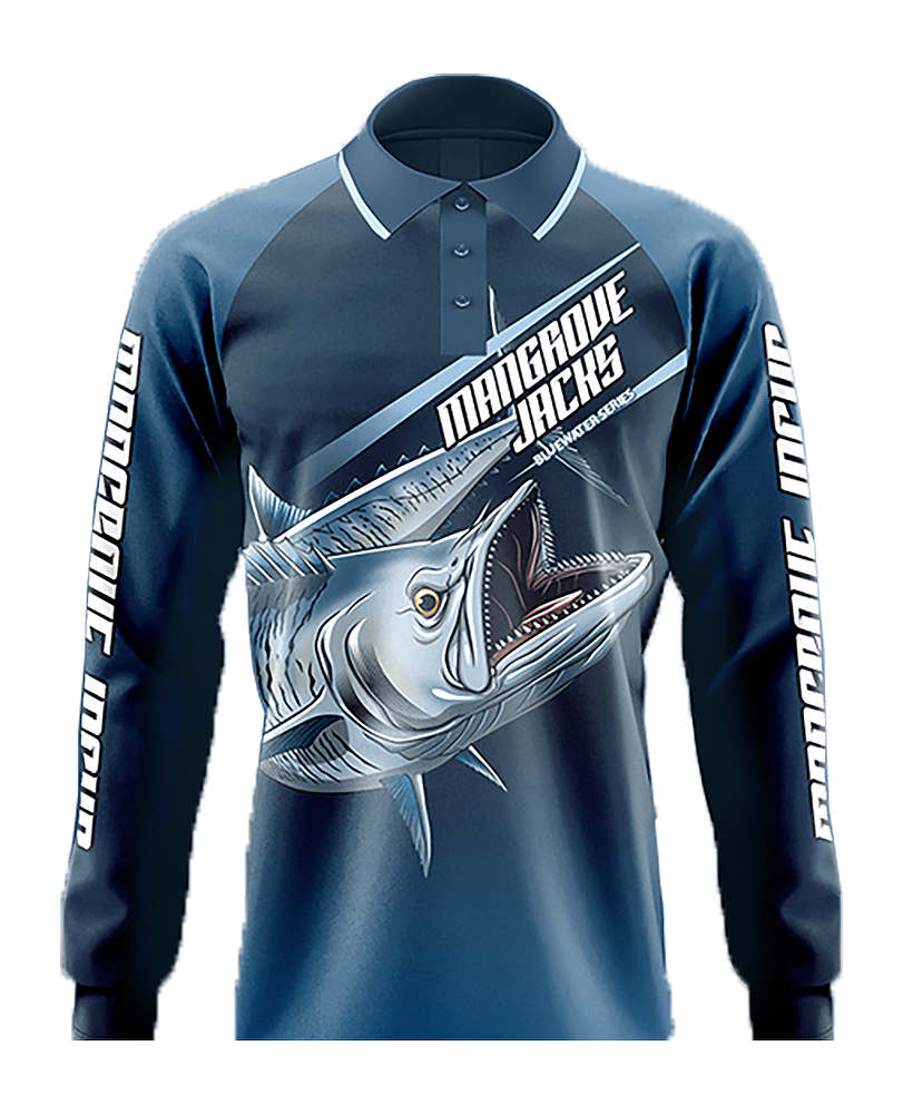 Fishing Shirt Wahoo Blue Available In Various Sizes - Mangrove Jacks