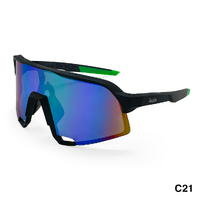 Rocko's UV400 Sunglasses Sumatra C21 Matte Black / Blue Green Revo