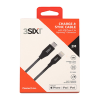 Charge & Sync Cable - USB-C to Lightning 2m Black - 3SIXT