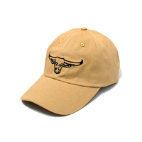 Rockos Caps - Longhorn Bull Dad Cap Khaki