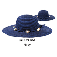 Rockos Straw Hat Premium Range - Byron Bay - Navy