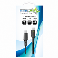 1.5m Braided Type C to Type C Cable - Smartcell