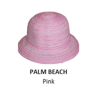 Rockos Straw Hat Mid Range - Palm Beach - Pink
