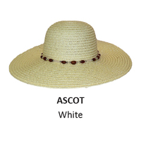 Ascot - White - Rockos Straw Hat Platinum Range