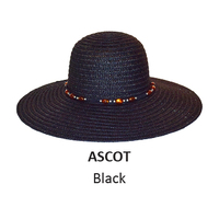 Rockos Straw Hat Premium Range - Ascot - Black