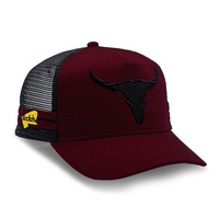 Rocko's Outback Caps - Longhorn Bull Maroon Trucker Cap