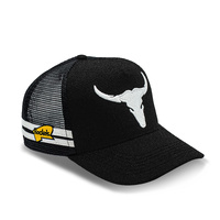 Rocko's Outback Caps - Longhorn Bull Black Trucker Cap