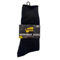 Rocko's Workwear Socks 3pk 6-11 Cotton Black