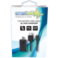 1.0m Micro USB Cable & Car Charger - Smartcell 