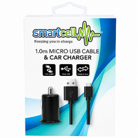 1.0m Micro USB Cable & Car Charger - Smartcell 