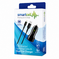 1.5m Braided Lightning Cable & Dual Car Charger - Smartcell 
